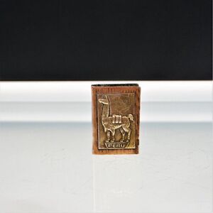 Vintage Llama Alpaca Brass Copper Matchbox Cover Peru